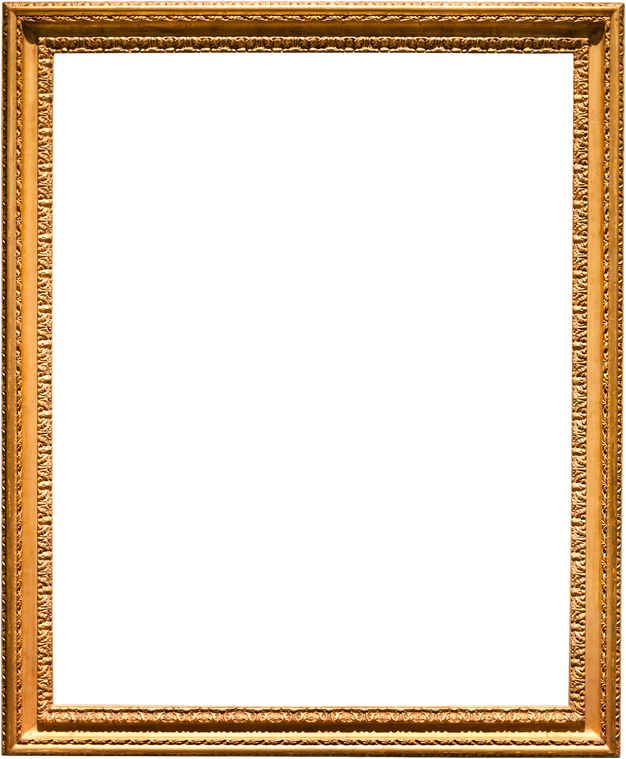 Vertical Narrow Old Picture Frame Isolated